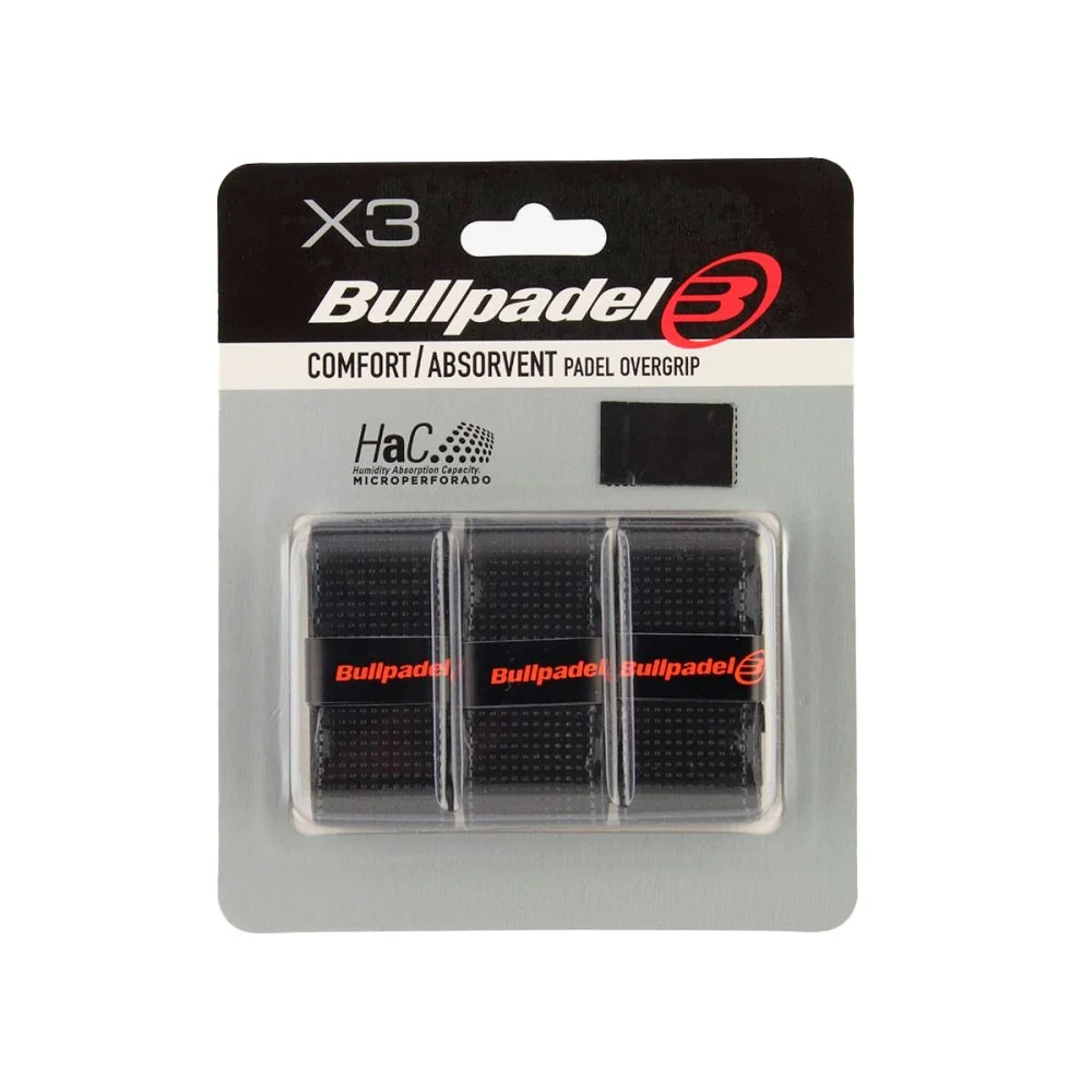 Pack 3 Overgrips Bullpadel Perforated Black — photo 2