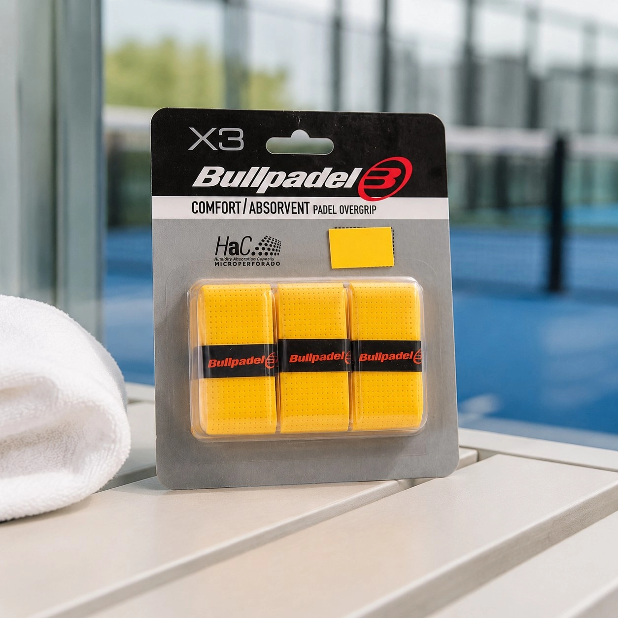 Pack 3 Perforated Bullpadel Overgrips Yellow